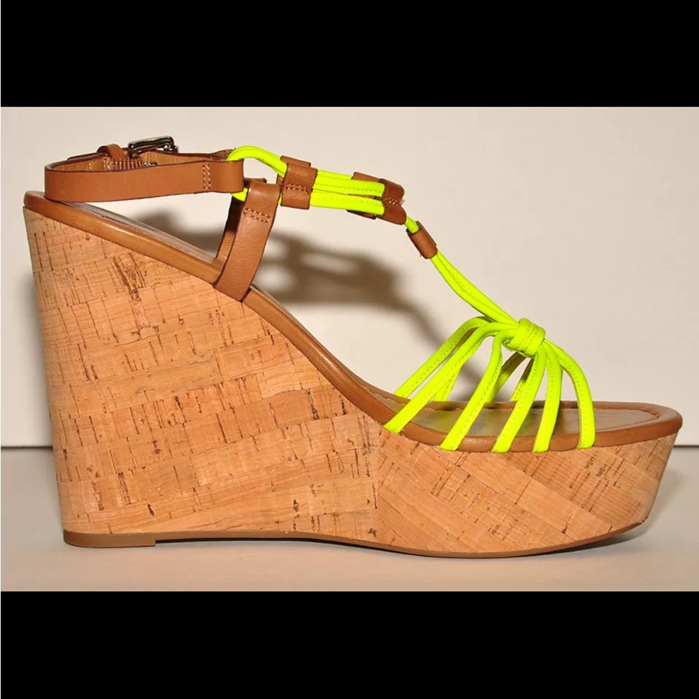 COACH Georgiana Yellow/Ginger Wedge Sandal Heels 9.0M New Without Box! MSRP $178